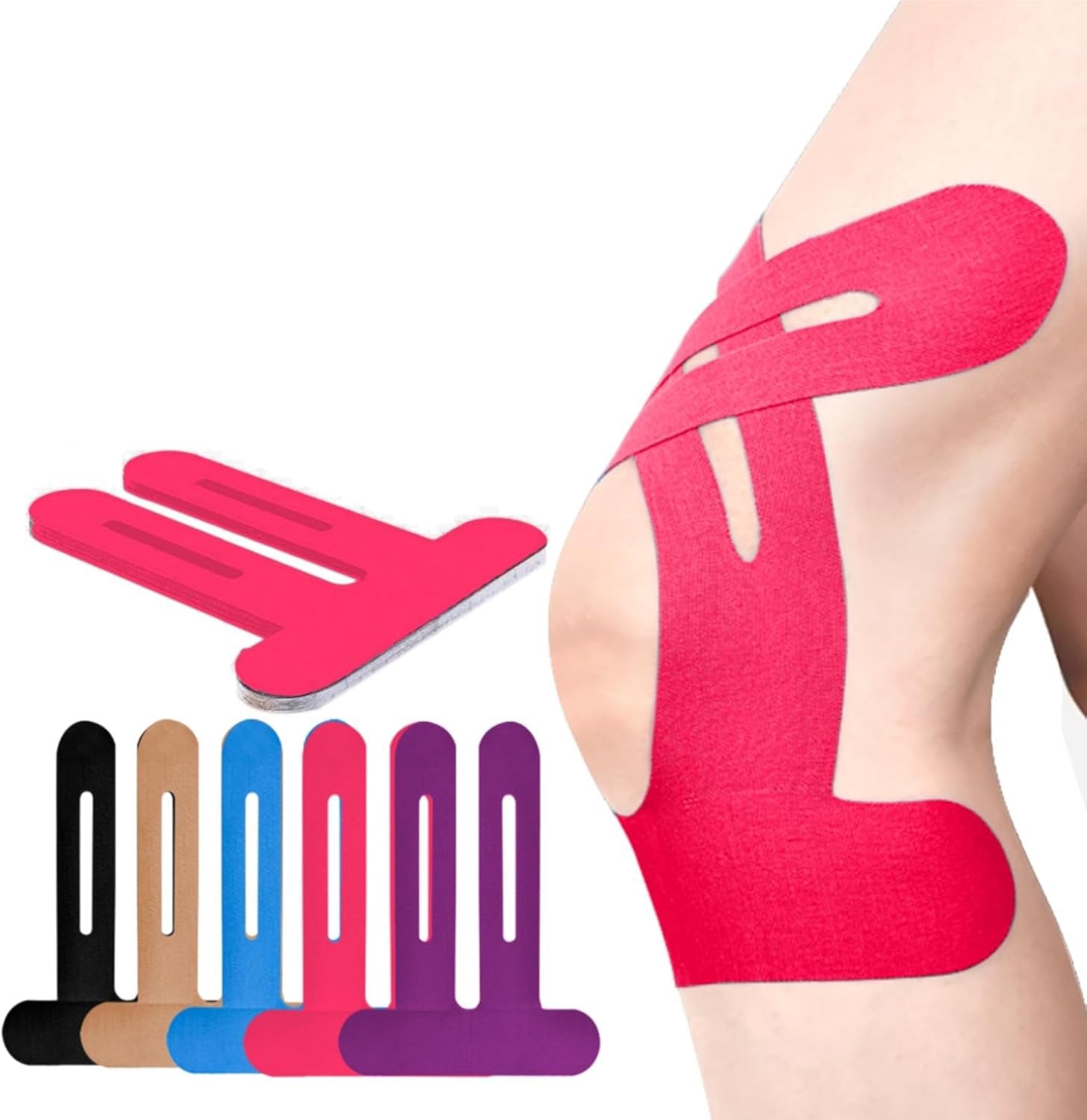 Kniebandage mit Vorgeschnittenem Kinesio Tape, Elastisch und Atmungsaktiv für Sport 3