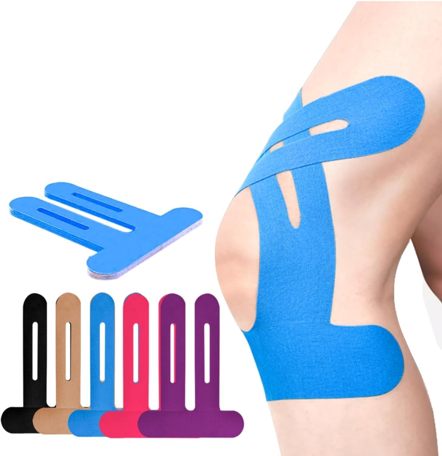 Kniebandage mit Vorgeschnittenem Kinesio Tape, Elastisch und Atmungsaktiv für Sport 4
