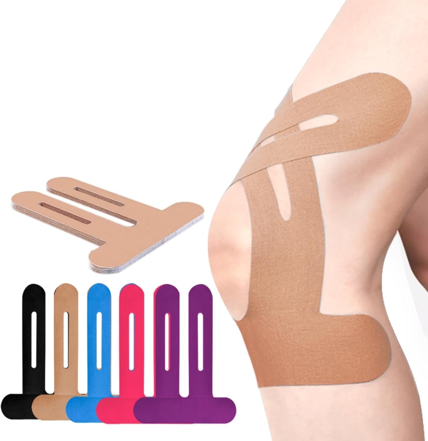 Kniebandage mit Vorgeschnittenem Kinesio Tape, Elastisch und Atmungsaktiv für Sport 6