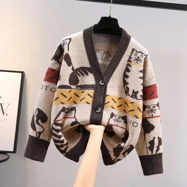 Cardigan med kattemotiv - Beth