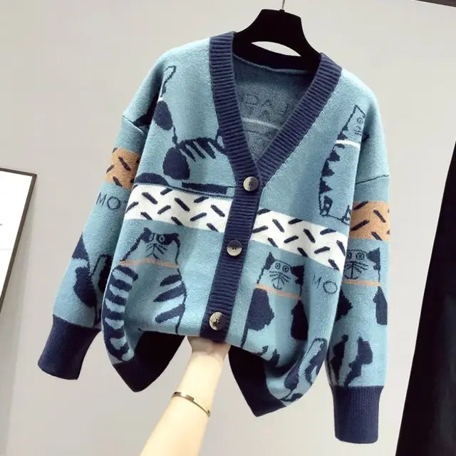 Cardigan med kattemotiv - Beth