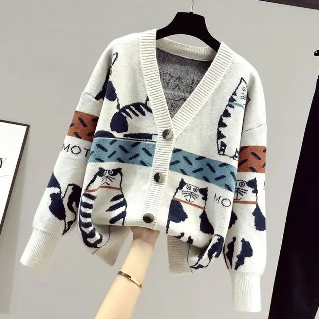 Cardigan med kattemotiv - Beth