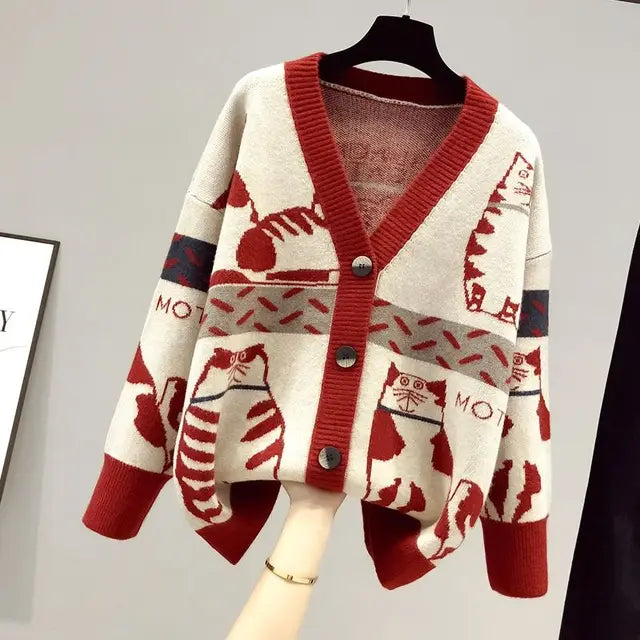 Cardigan med kattemotiv - Beth
