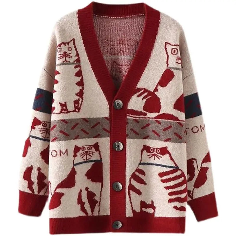 Cardigan med kattemotiv - Beth