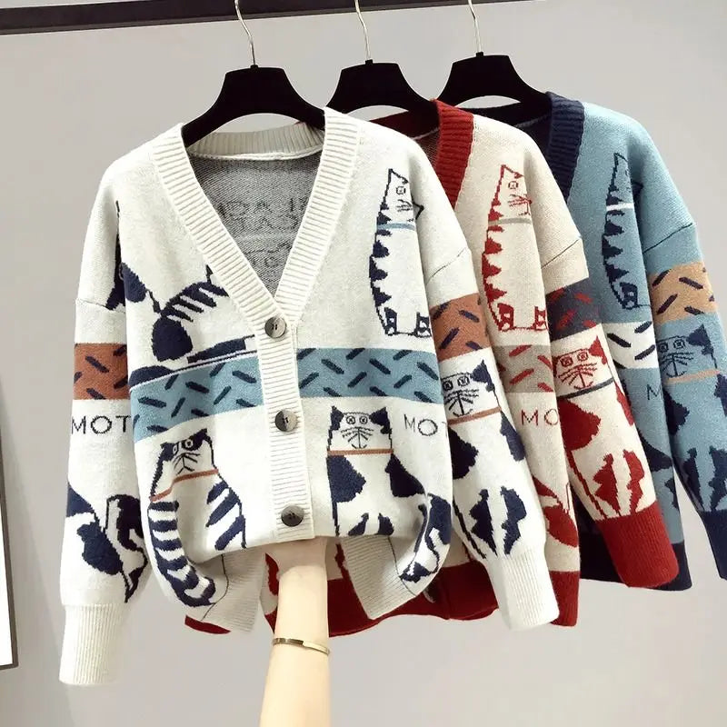 Cardigan med kattemotiv - Beth