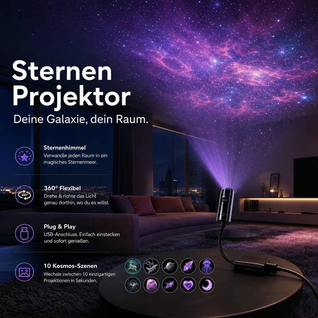 LED-Sternprojektor mit 10 Projektions-Einsätzen 5