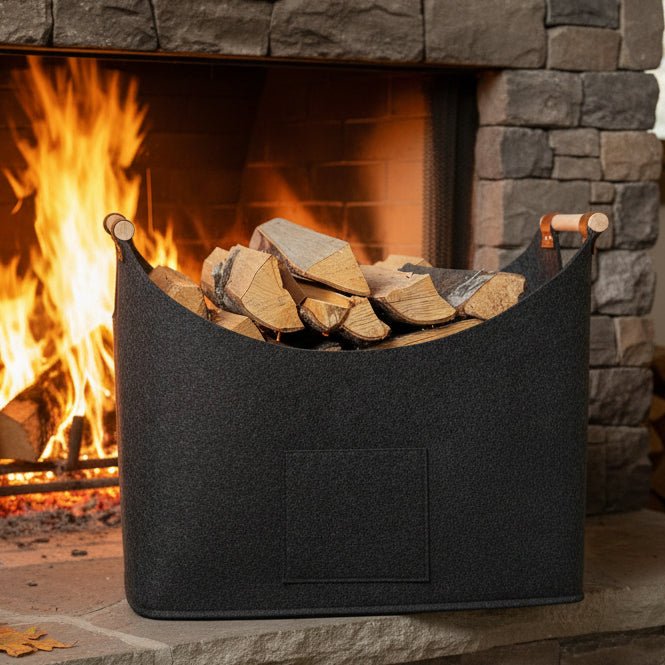 LOGHAVEN – Foldable Firewood Carrier with Solid Wood Handles and Leather Reinforcement Vestragear