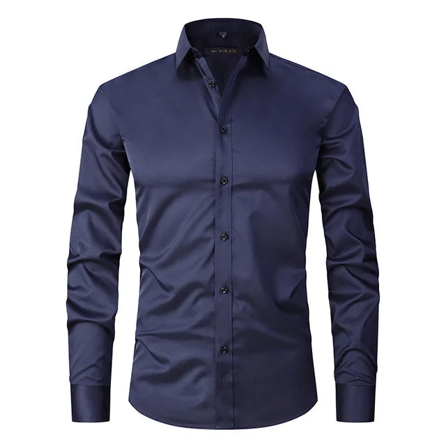 Nepokrčiteľná elastická slim-fit košeľa - Bolendo Mark