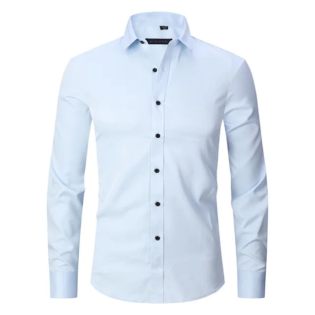 Nepokrčiteľná elastická slim-fit košeľa - Bolendo Mark