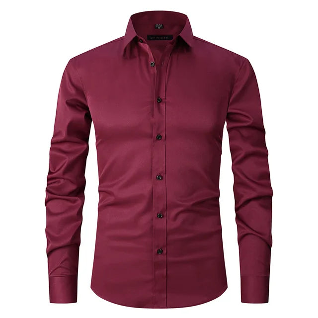 Nepokrčiteľná elastická slim-fit košeľa - Bolendo Mark