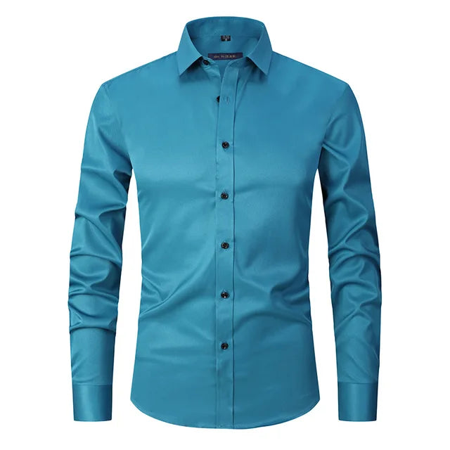 Nepokrčiteľná elastická slim-fit košeľa - Bolendo Mark