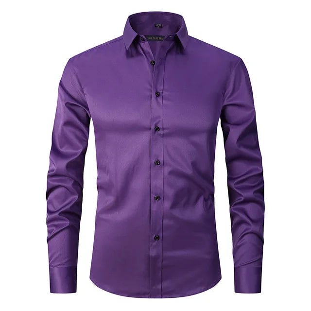 Nepokrčiteľná elastická slim-fit košeľa - Bolendo Mark