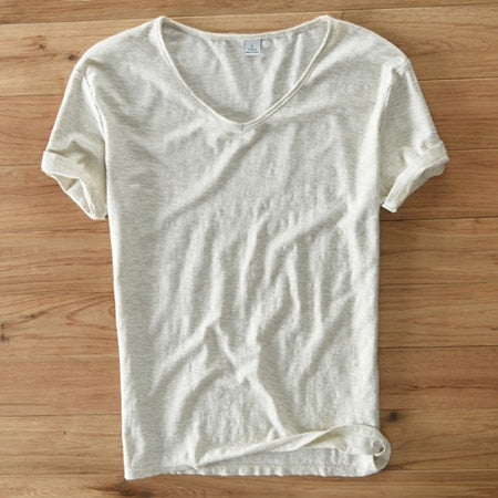 Leichtes Leinen V-Ausschnitt Shirt Herren – Atmungsaktiv & Sommerlich – Thilo 5