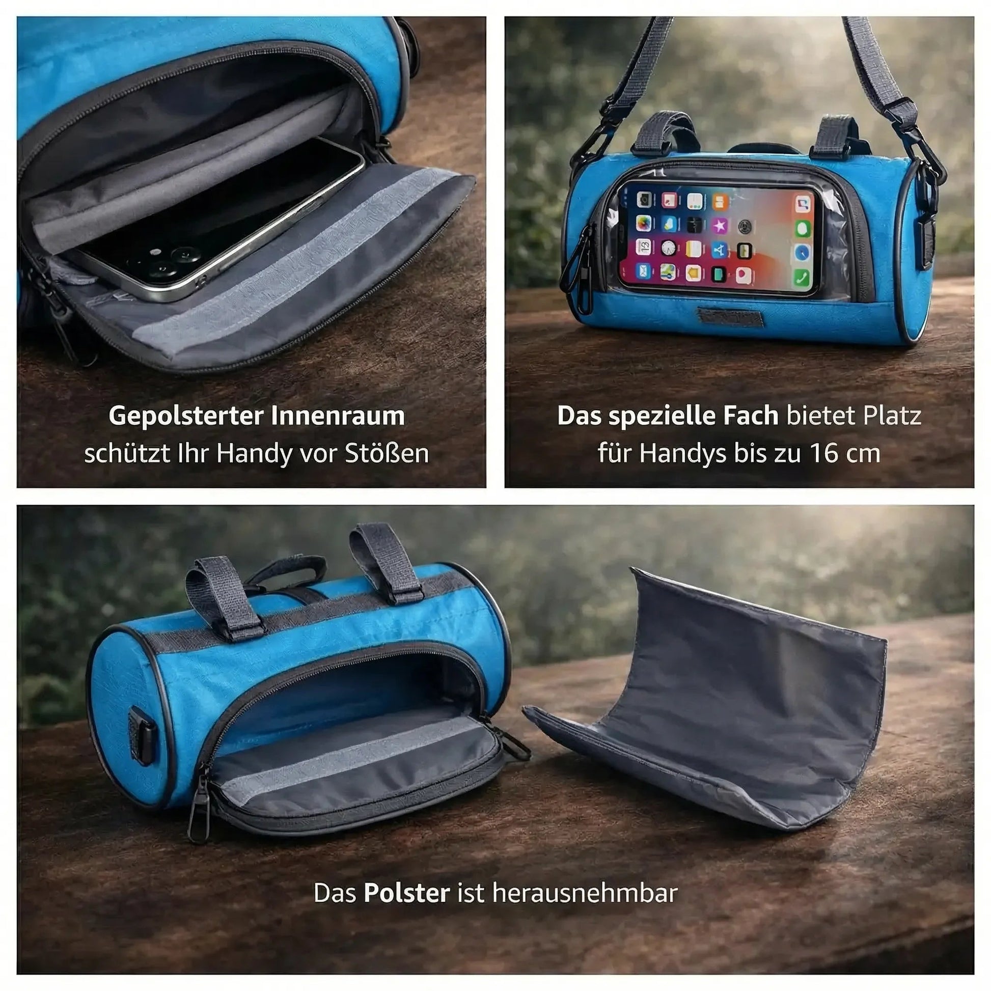 Lenkertasche – Wasserabweisendes Design mit Touchscreen-Fach 1
