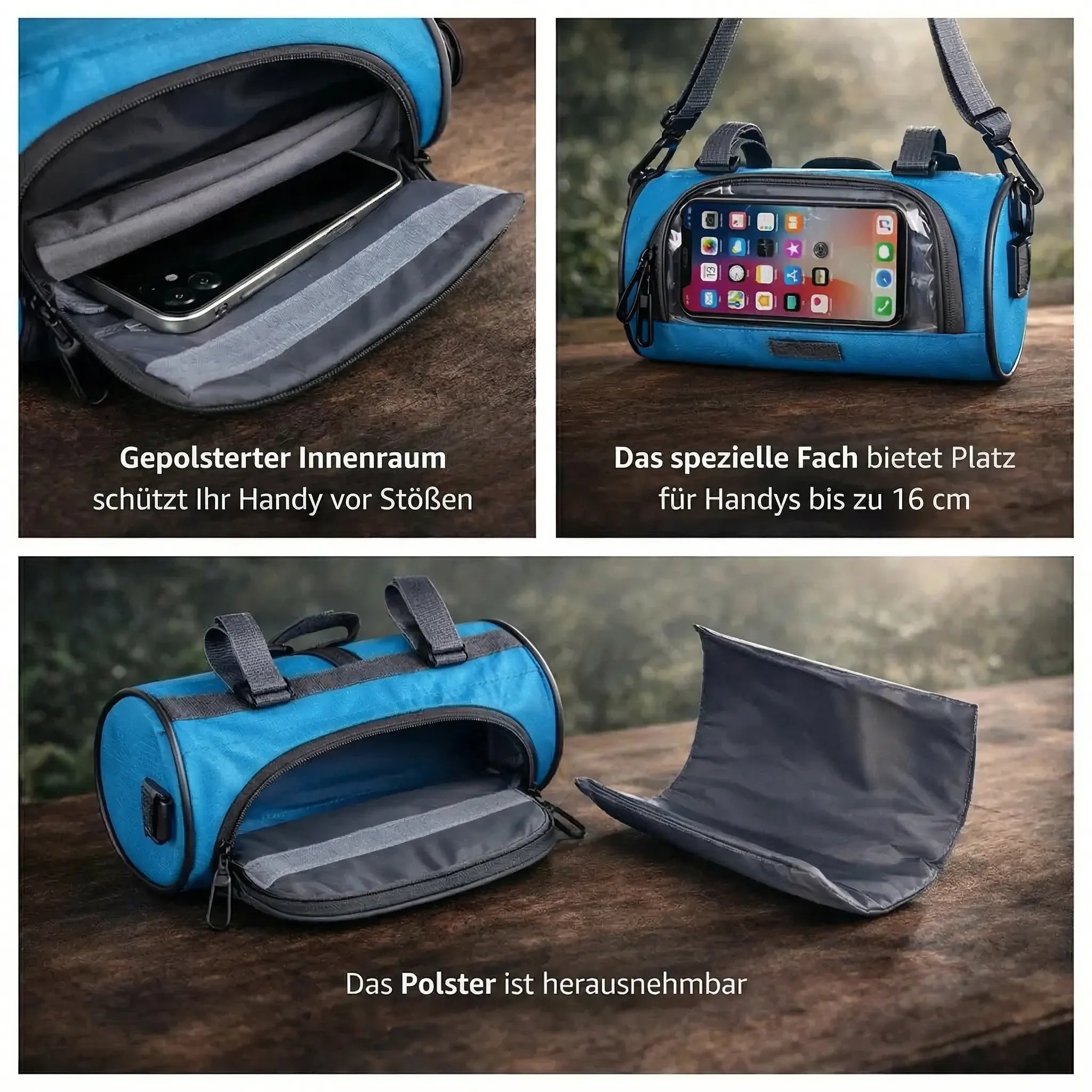 Lenkertasche – Wasserabweisendes Design mit Touchscreen-Fach 1