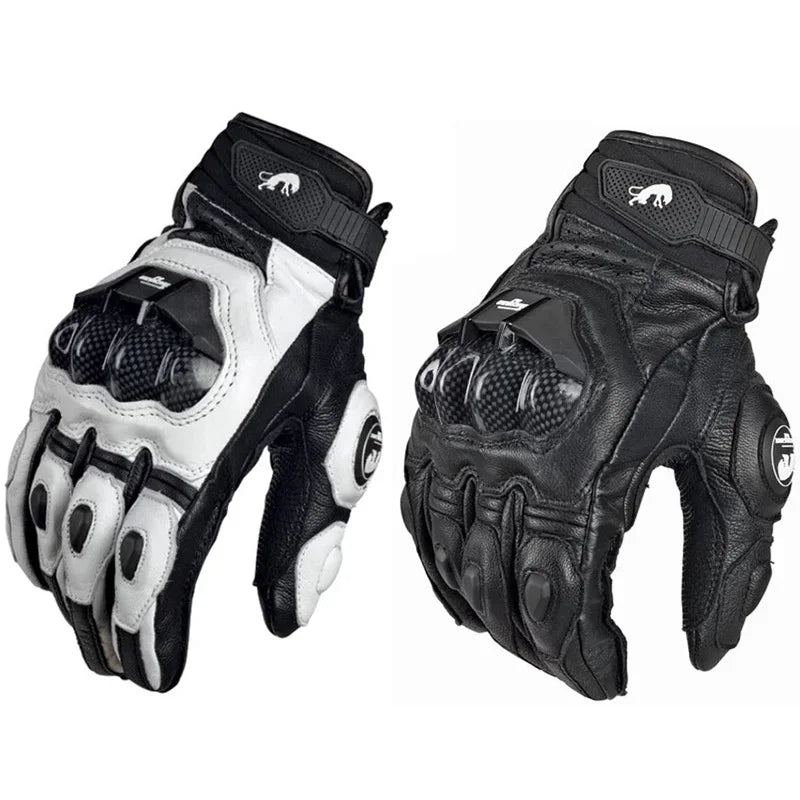 Leren Motorhandschoenen Heren en Dames - Zwart/Wit, 4 Seizoenen, Comfortabele Pasvorm 5