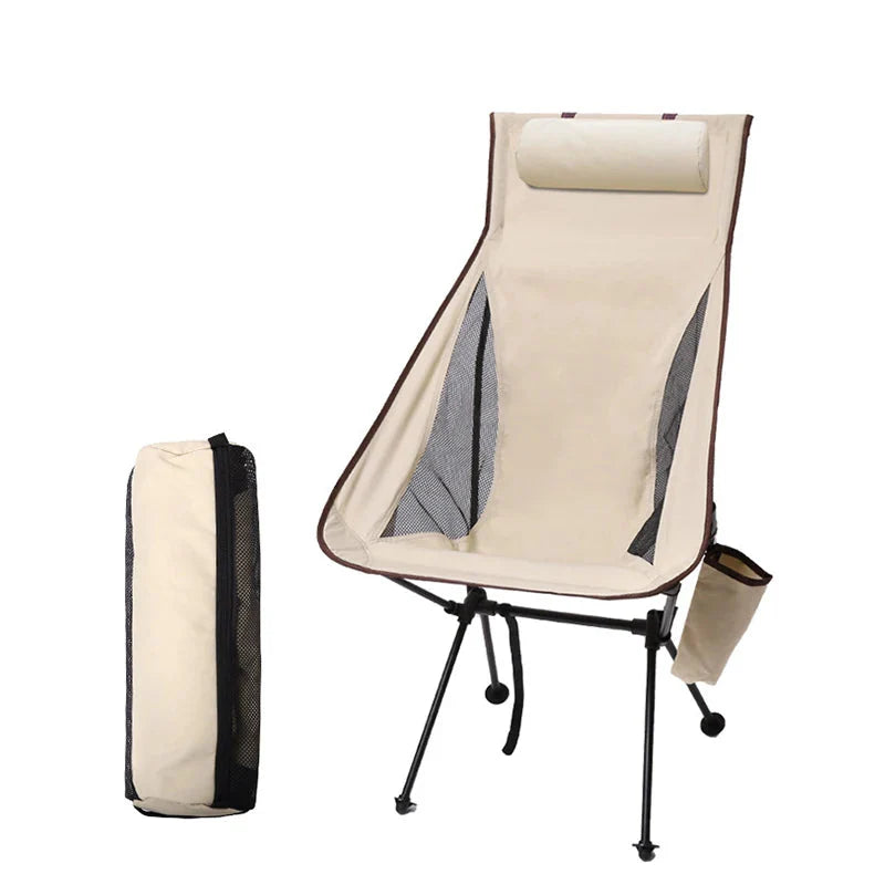 Lichtgewicht Opvouwbare Campingstoel met Hoofdsteun en Aluminium Frame 0