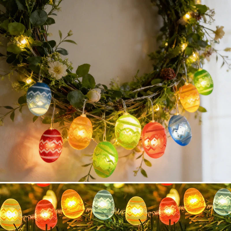 Lichtslinger Voor Buiten - 2 Meter Met 20 LED's, Konijn & Ei Decoratie 0