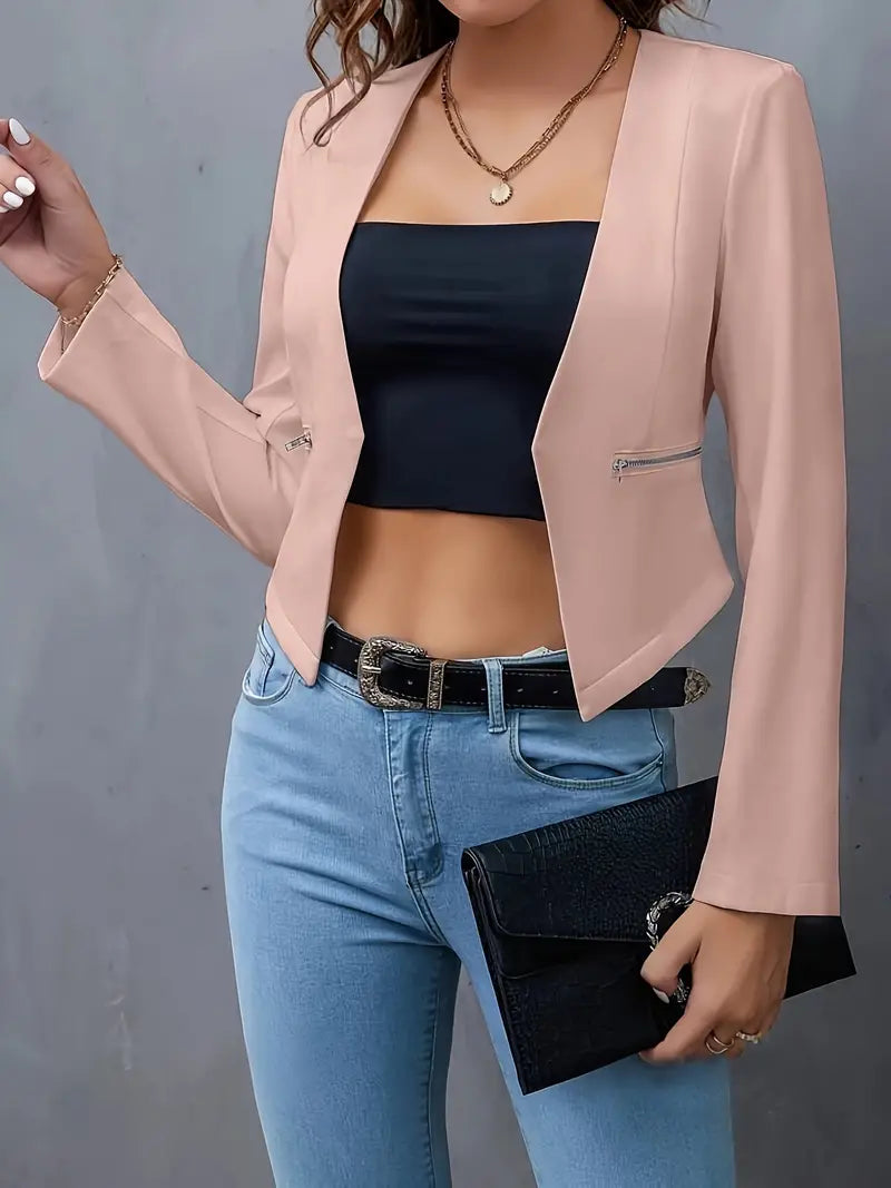 Jednobarevný dámský crop blazer - Naira