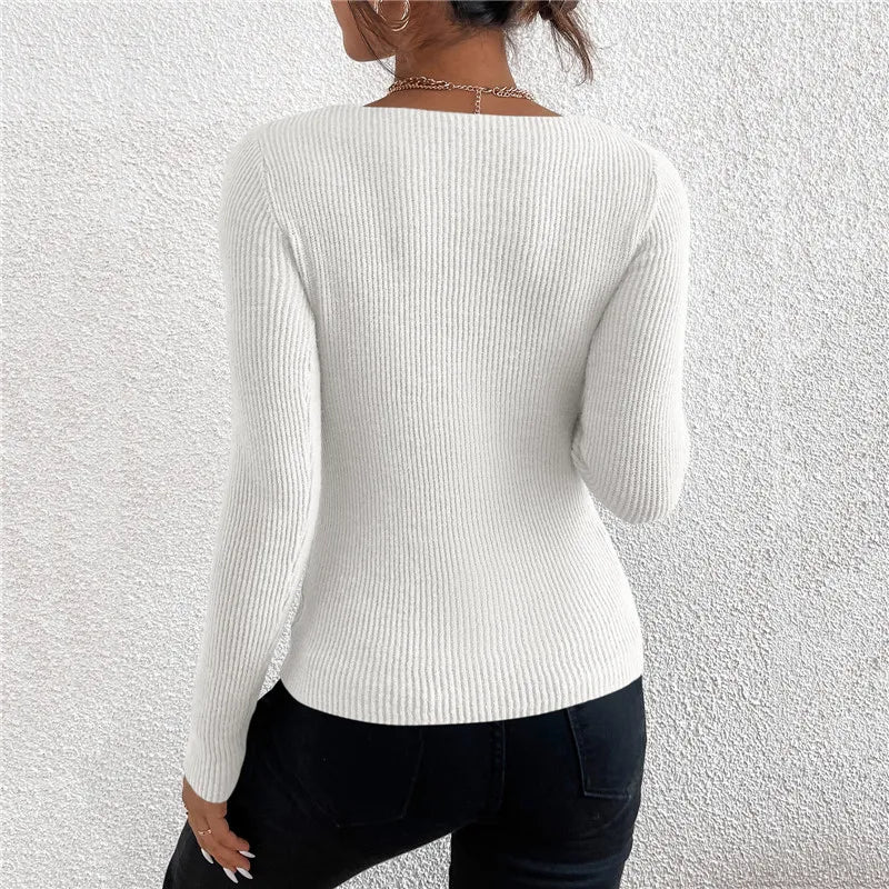 Pull en maille pour femmes avec col en V - Duffy