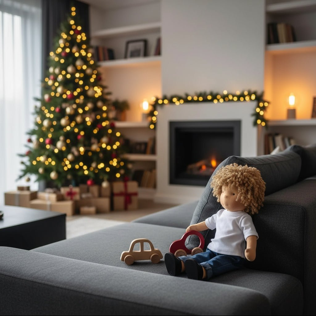 MELLOMINA – Handgefertigte Waldorfpuppe aus reiner Baumwolle, 30 cm groß, weicher Körper für Kinder 2