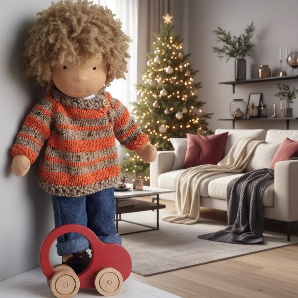 MELLOMINA – Handgefertigte Waldorfpuppe aus reiner Baumwolle, 30 cm groß, weicher Körper für Kinder 3