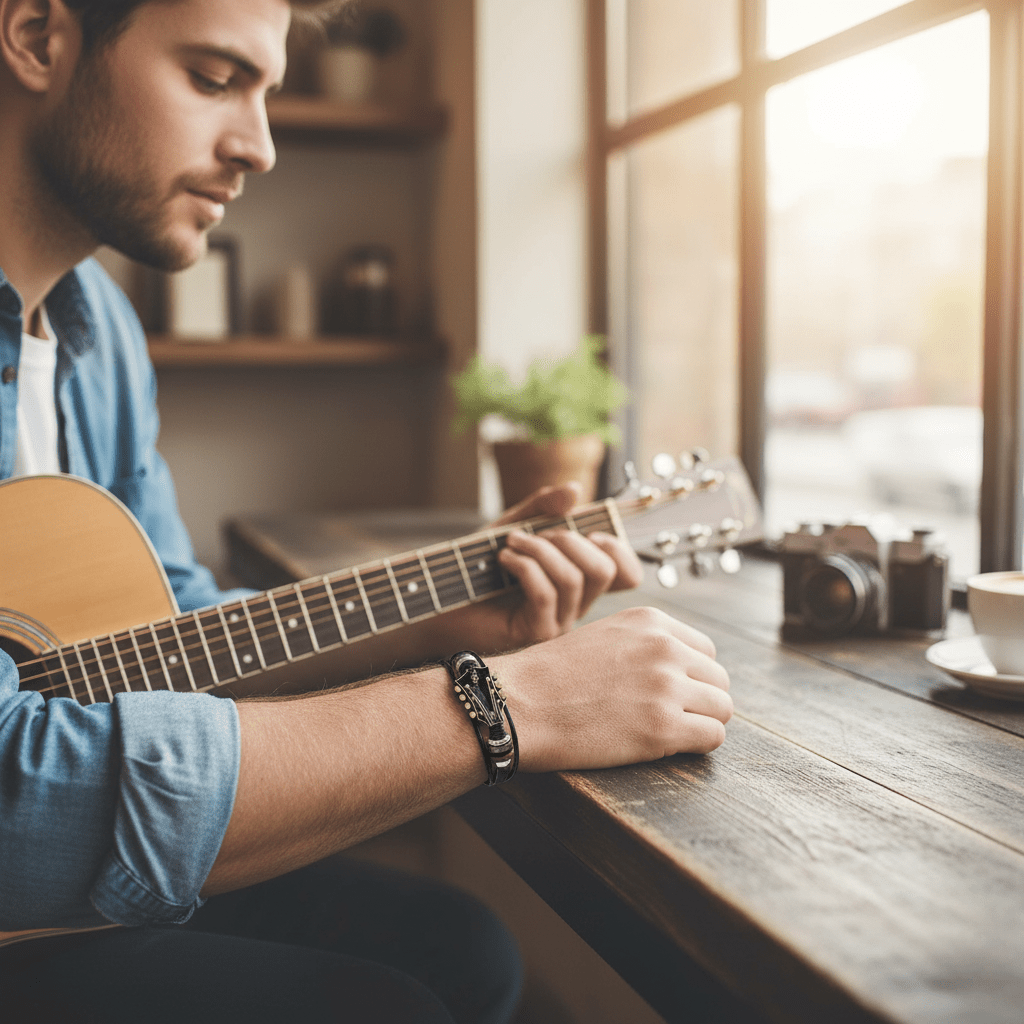 MUSIKSTRUM – Lederarmband mit Gitarrenmotiv 1