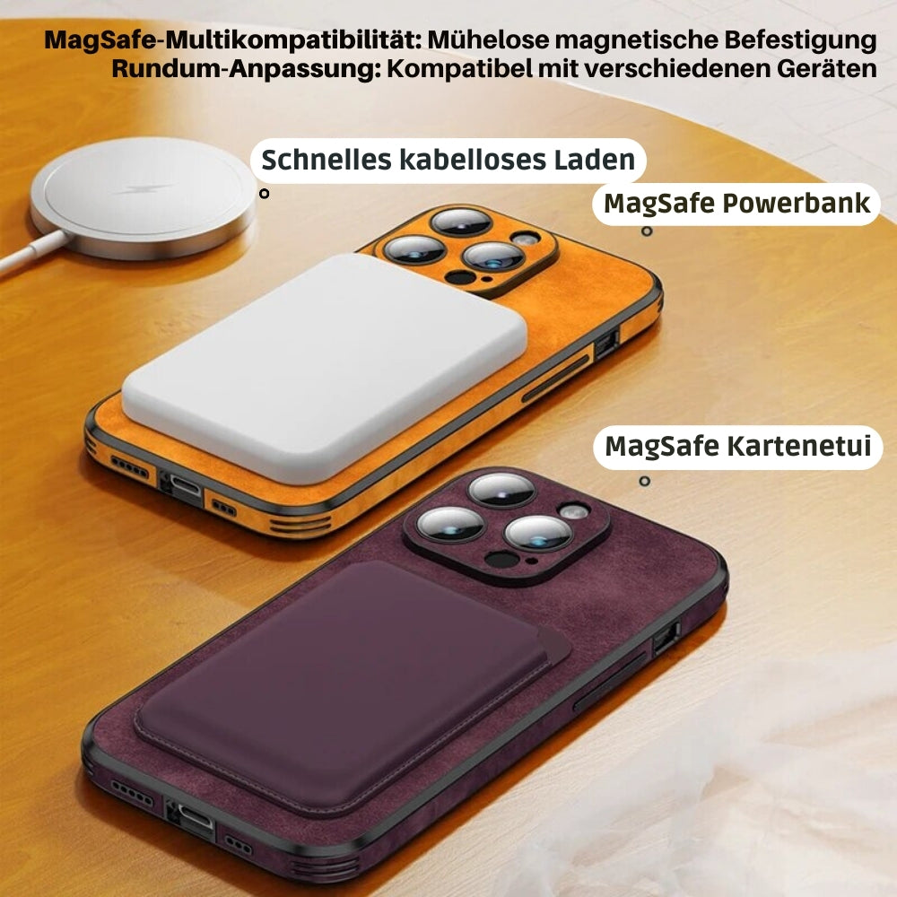 Coque iPhone aspect cuir – Étui mince avec protection contre les chocs et fixation MagSafe