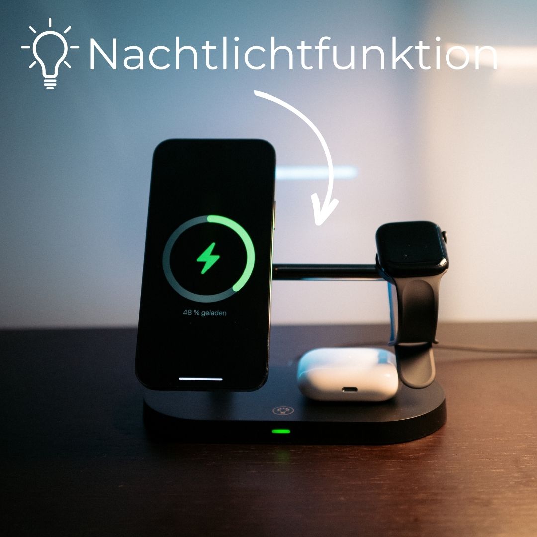 MultiCharge Pro 3-v-1 nabíjecí stanice – bezdrátové nabíjení pro 3 zařízení