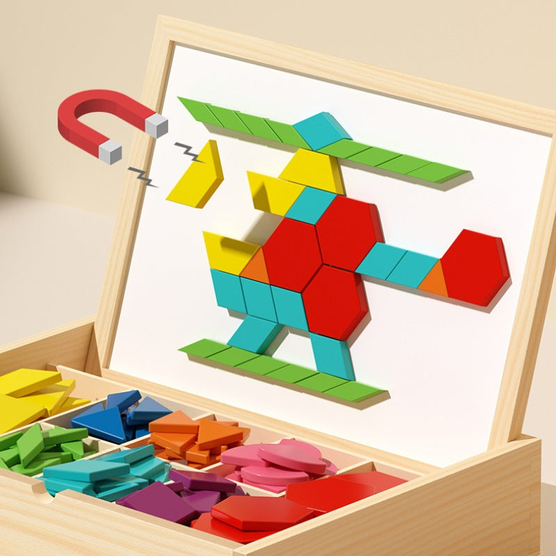Magnetische Holzbausteine mit Musterkarten 2