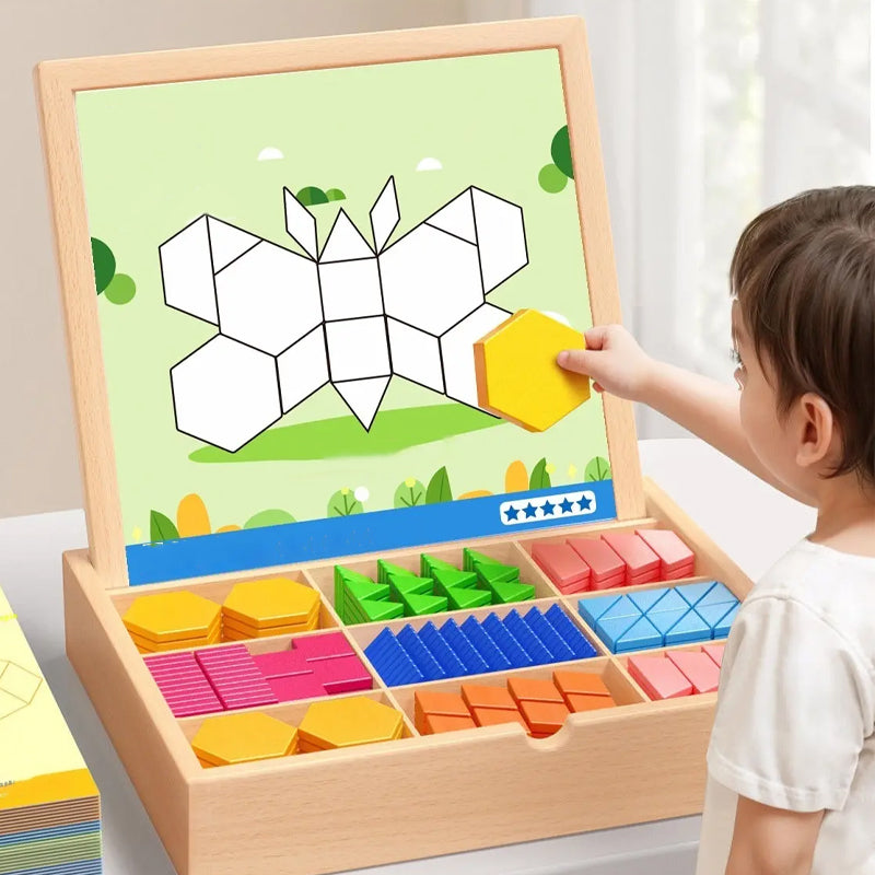 Magnetische Holzbausteine mit Musterkarten 5