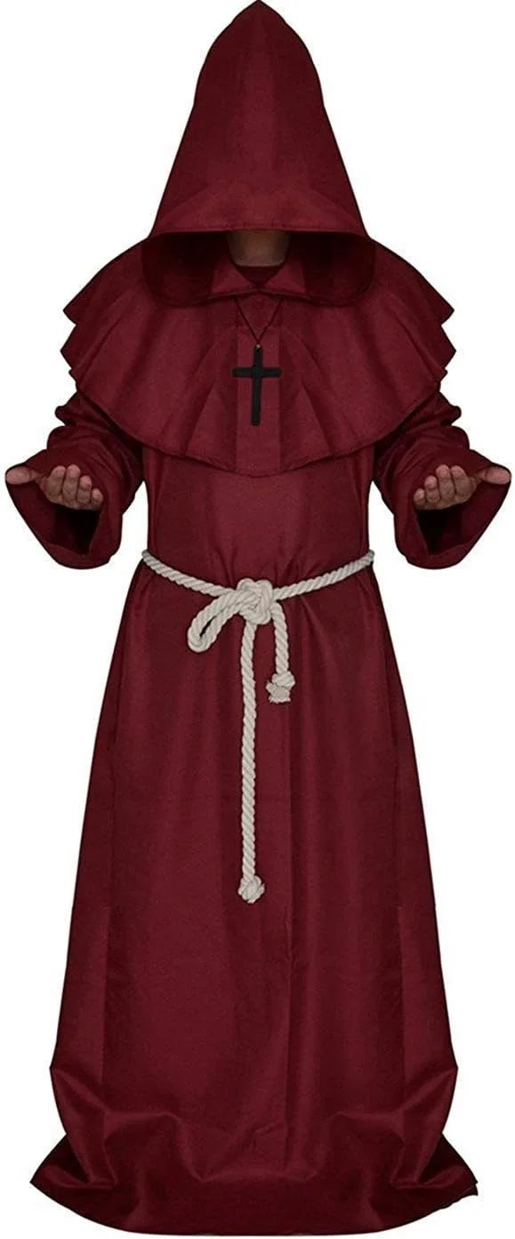DarkHollow – Tunique de moine médiévale avec capuche – Costume d'Halloween unisexe