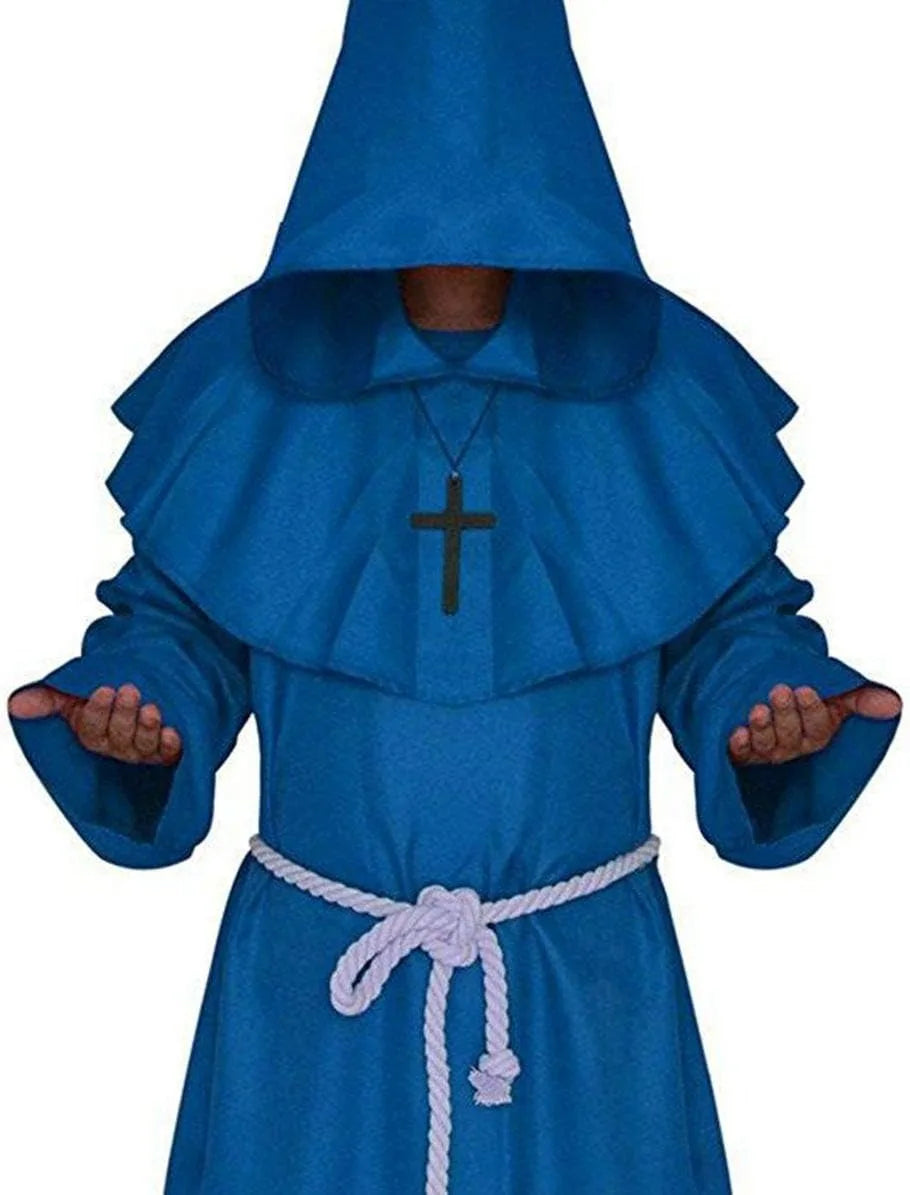 DarkHollow – Tunique de moine médiévale avec capuche – Costume d'Halloween unisexe