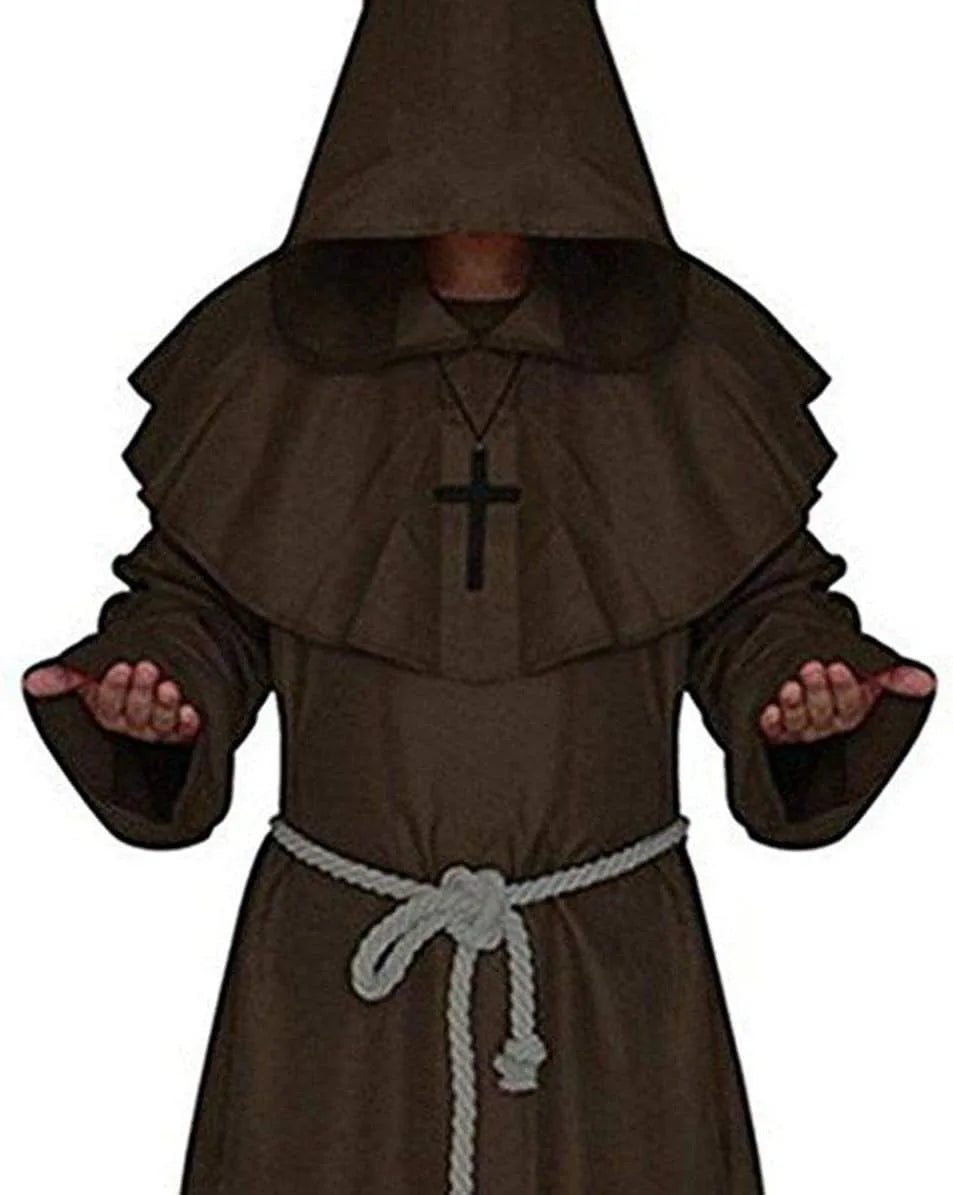 DarkHollow – Tunique de moine médiévale avec capuche – Costume d'Halloween unisexe