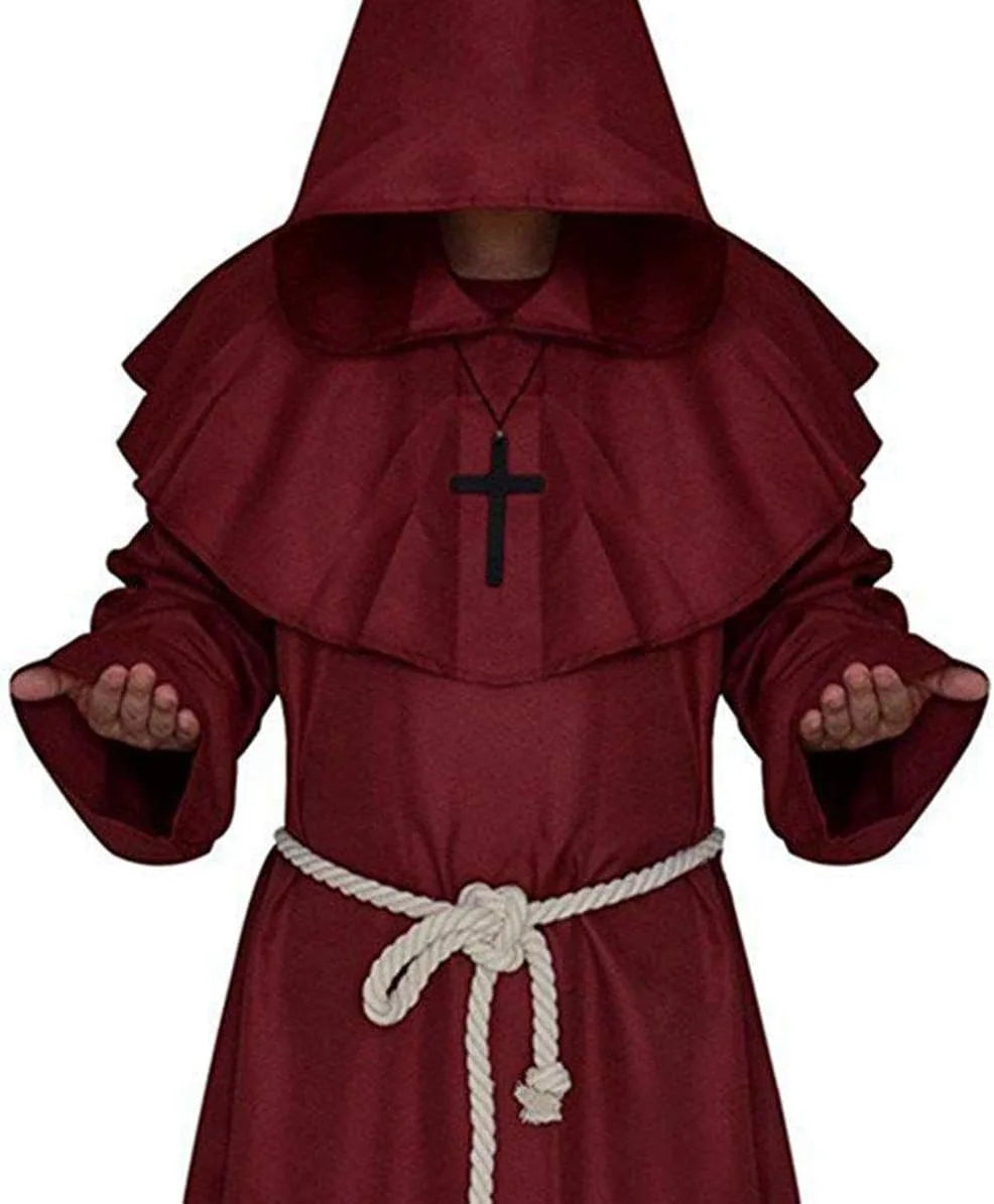 DarkHollow – Tunique de moine médiévale avec capuche – Costume d'Halloween unisexe