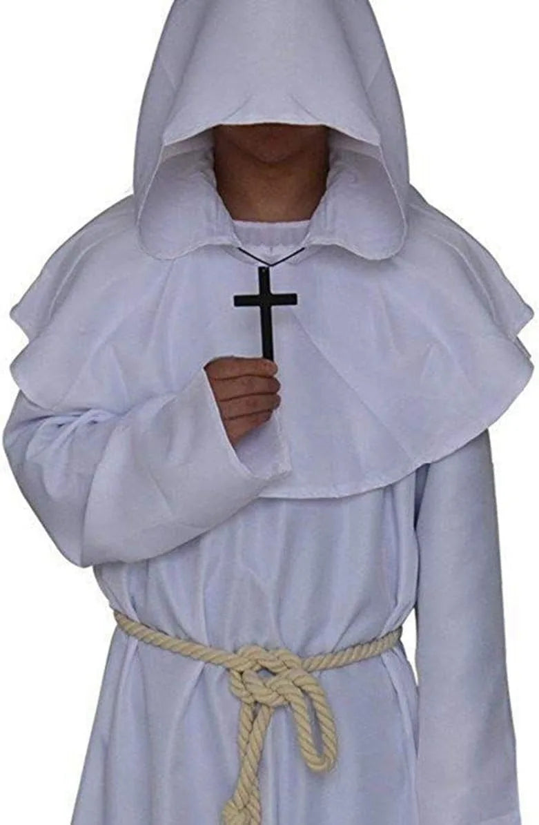 DarkHollow – Tunique de moine médiévale avec capuche – Costume d'Halloween unisexe