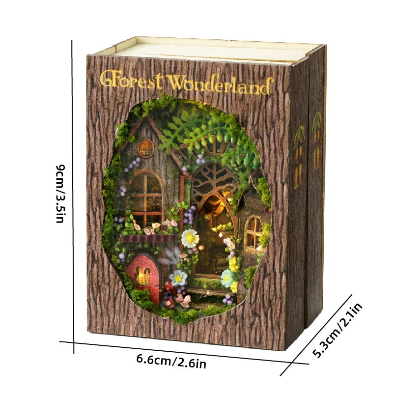 Miniatuur houten poppenhuis met LED-verlichting en meubels 10