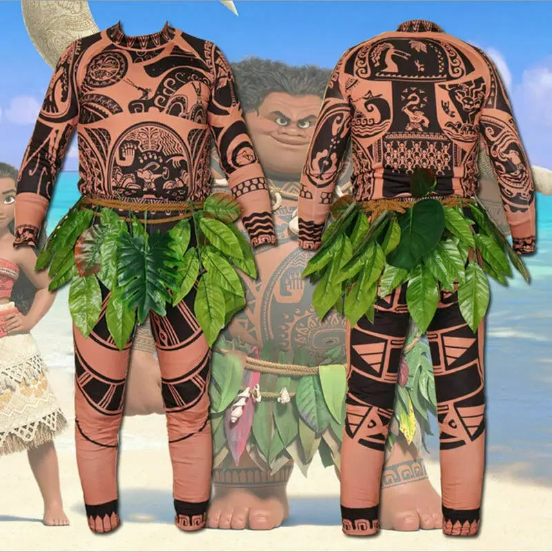 IslandSpirit – Tropický válečnický kostým pro dospělé s listovou sukní