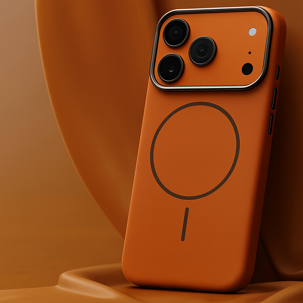 Montara leren iPhone-hoesje — Olifantenpatroon & MagSafe 3