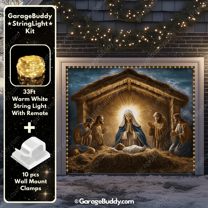 Nativity Scene Christmas Garage Door Cover – Easy Installation, Holiday Decoration 9