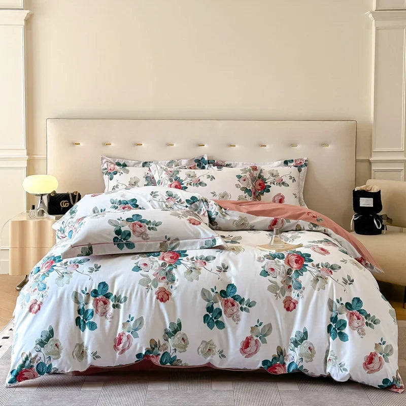 Neues 3-teiliges Bettwäscheset aus ägyptischer Baumwolle, hochwertiges Druckdesign, bestehend aus 1 Bettbezug und 2 Kissenbezügen, weich, verschiedene Größen 12