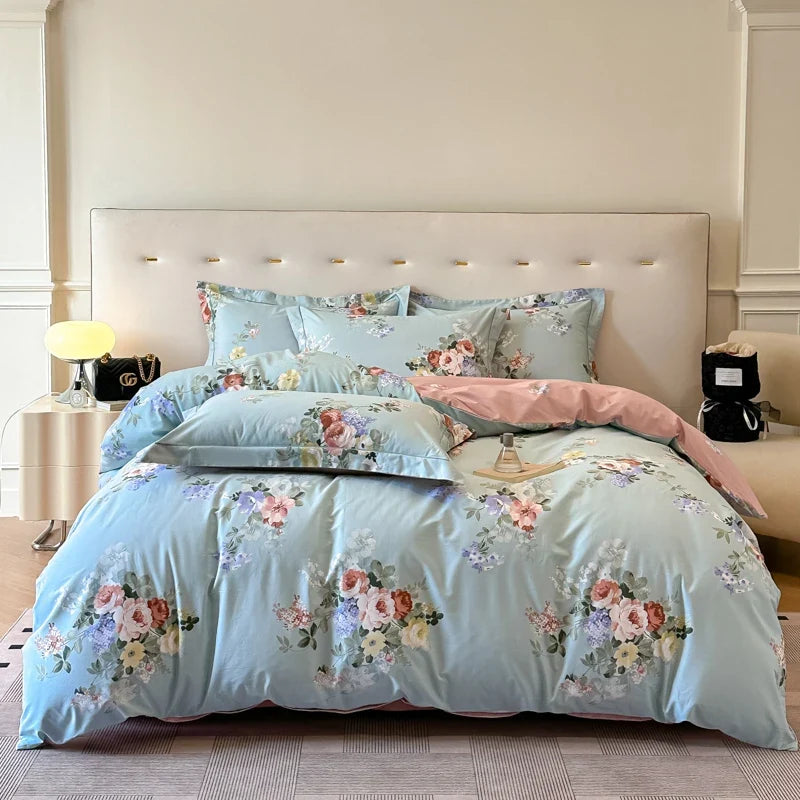 Neues 3-teiliges Bettwäscheset aus ägyptischer Baumwolle, hochwertiges Druckdesign, bestehend aus 1 Bettbezug und 2 Kissenbezügen, weich, verschiedene Größen 8