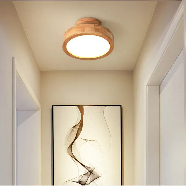 LumiNord – Runde Deckenleuchte Holz skandinavisch – Warmes Licht 12W