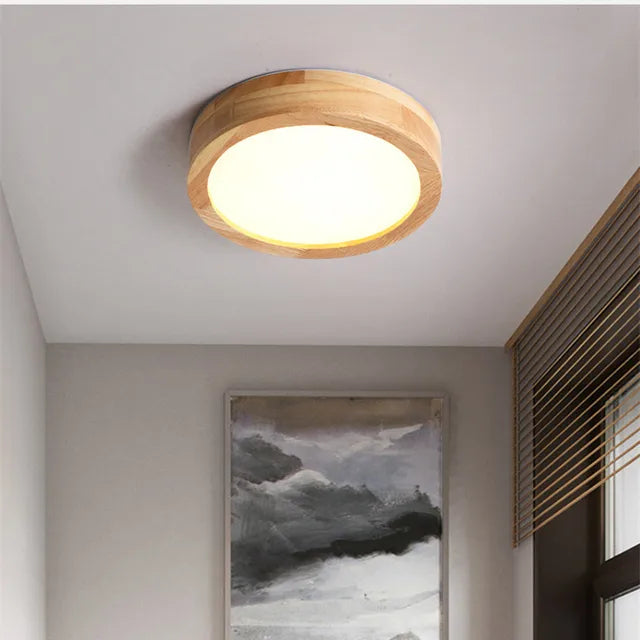 LumiNord – Runde Deckenleuchte Holz skandinavisch – Warmes Licht 12W