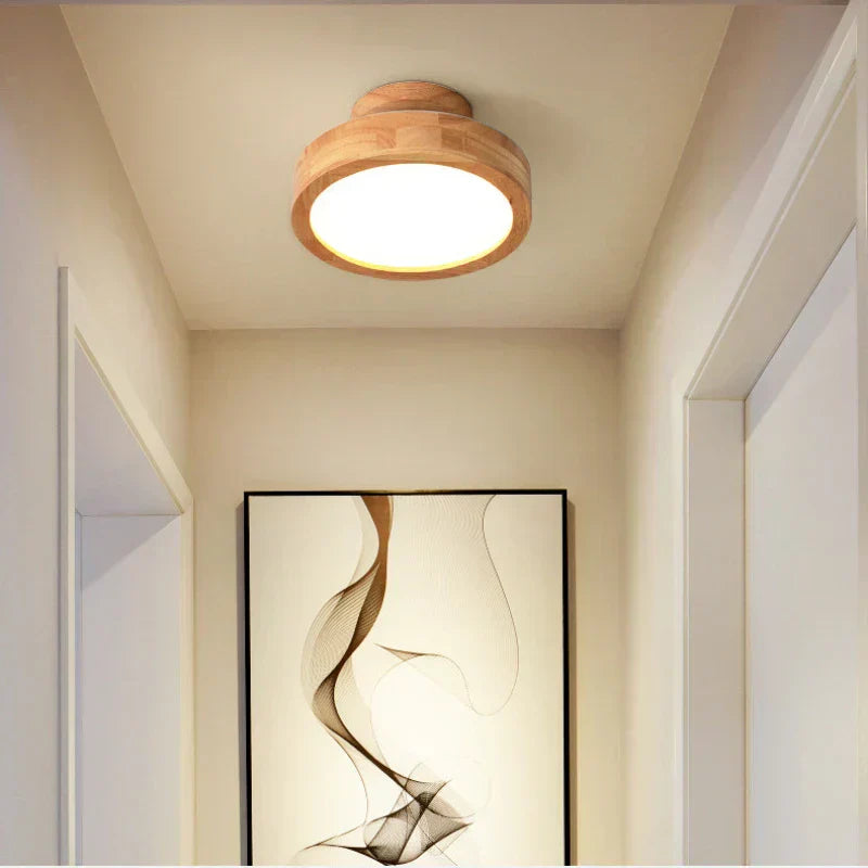 LumiNord – Runde Deckenleuchte Holz skandinavisch – Warmes Licht 12W