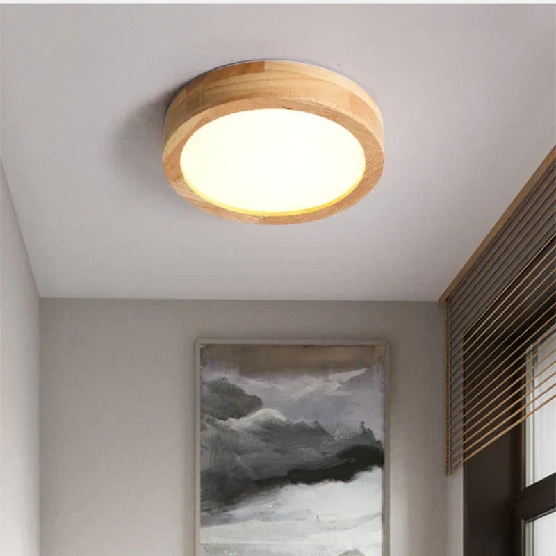 LumiNord – Runde Deckenleuchte Holz skandinavisch – Warmes Licht 12W