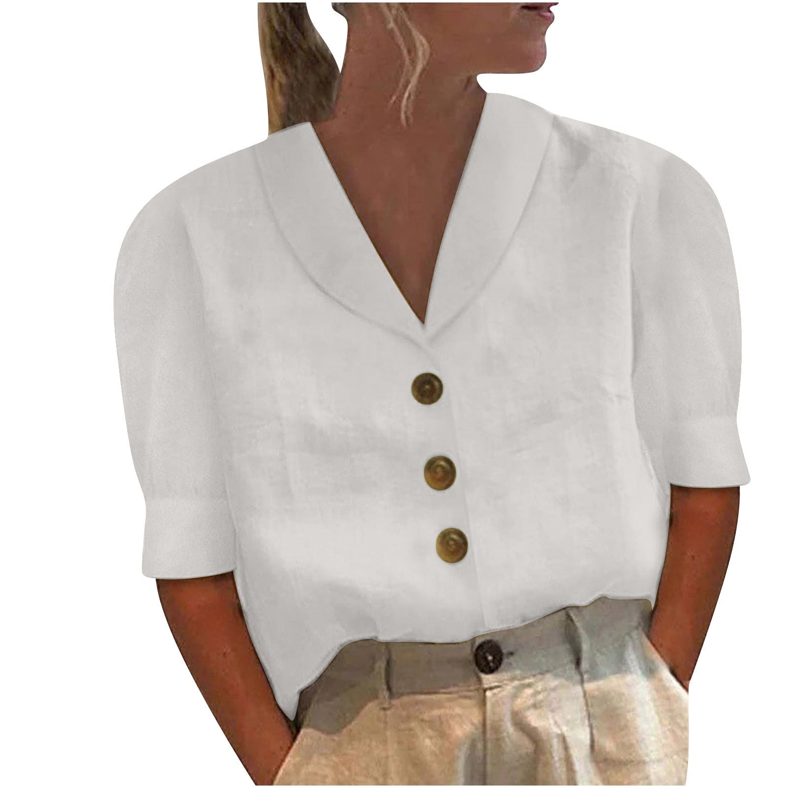 Top donna lussuoso con colletto e bottoni - Harley