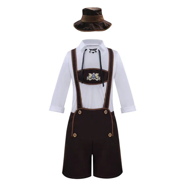 Bolendo Jazon - Oktoberfest Kostüm Outfit mit Lederhosen, Hosenträgern und Hut