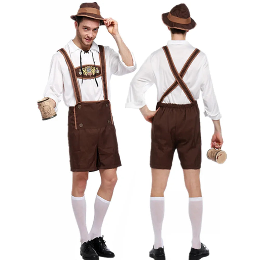 Bolendo Jazon - Oktoberfest Kostüm Outfit mit Lederhosen, Hosenträgern und Hut