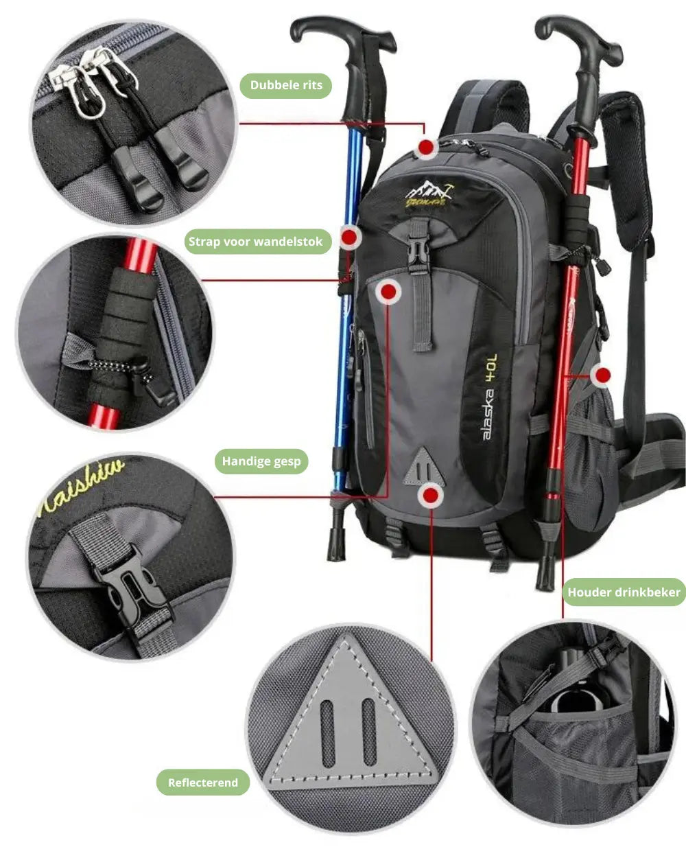 OutdoorHaven Zaino da 40L impermeabile per esterni - Perfetto per escursionismo e campeggio